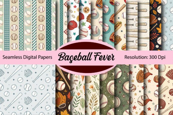 Download BASEBALL FEVER Seamless Digital Paper - Fever Collection