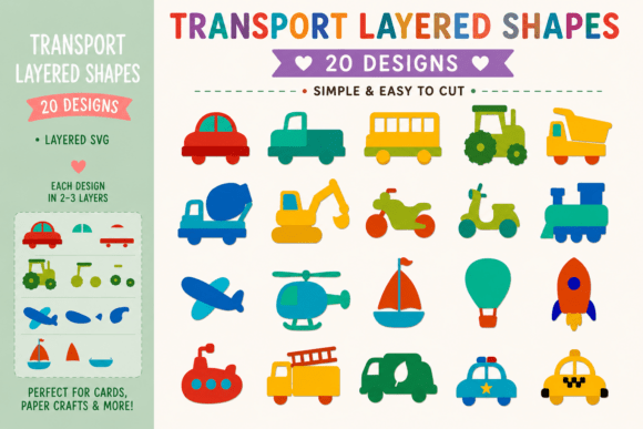 Download Transport Layered Shapes SVG Bundle - Transport Collection