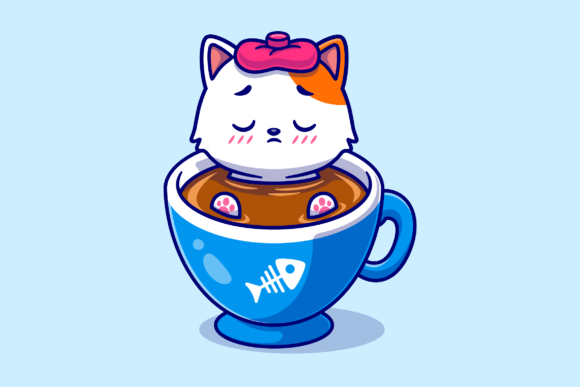 Download Cute Cat Fever in Coffee Cartoon - Fever Collection