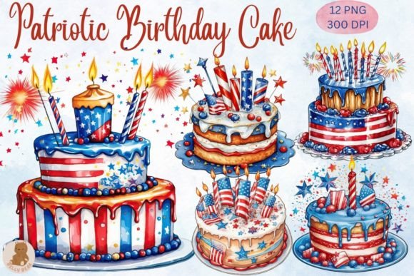 Download Patriotic Birthday Cake Sublimation - Birthday Collection