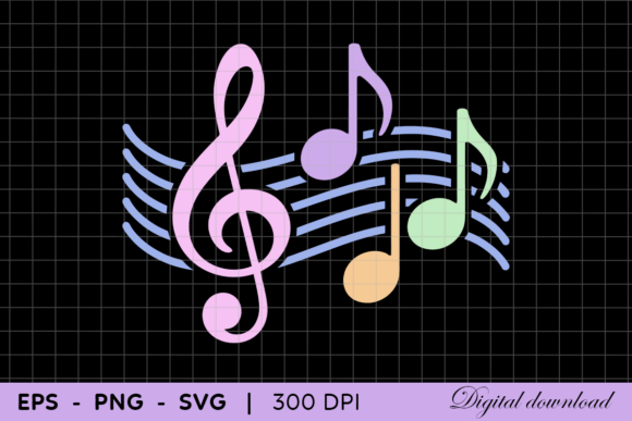 Download Colorful Pastel Music Notes with Treble - Pastel Collection