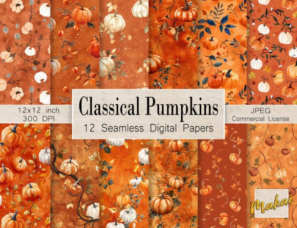 Download Classical Pumpkin Seamless Patterns - Classical Collection