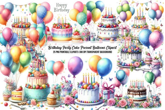 Download Birthday Party Cake Present Balloons - Birthday Collection